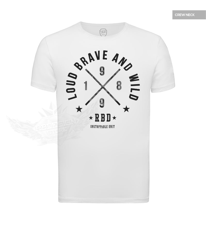 Men's White T-shirt Loud Brave and Wild MD871
