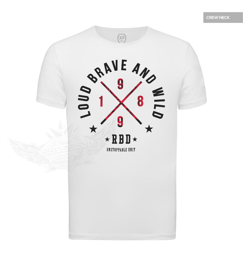 Men's White T-shirt Loud Brave and Wild RED MD871R