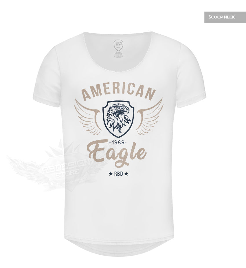 American Eagle Mens White T-shirt Colorful MD872