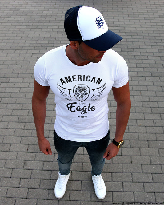 American Eagle Mens White T-shirt RBD Street Style Tees MD872