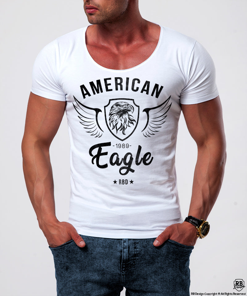 American Eagle Mens White T-shirt RBD Street Style Tees MD872