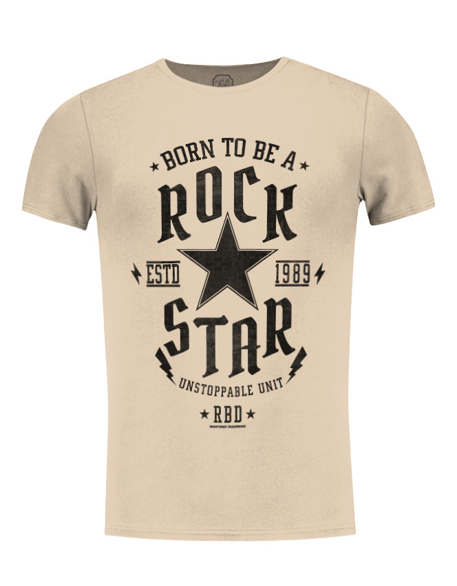 Men's T-shirt Born To be a Rock Star Khaki Beige Gray / Color Option / MD873