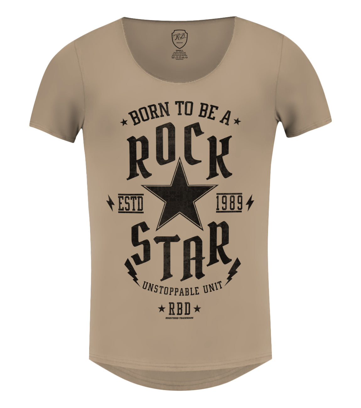 Men's T-shirt Born To be a Rock Star Khaki Beige Gray / Color Option / MD873