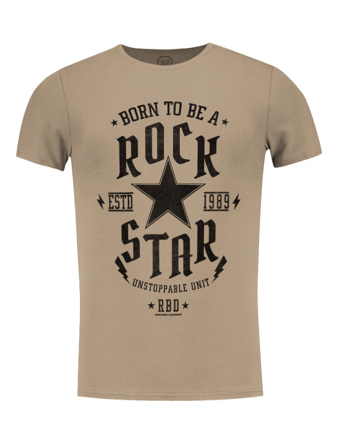 Men's T-shirt Born To be a Rock Star Khaki Beige Gray / Color Option / MD873