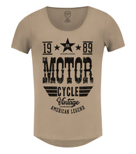 Vintage Style Motorcycle Men's T-shirt Gray Beige Khaki / Color Option / MD875