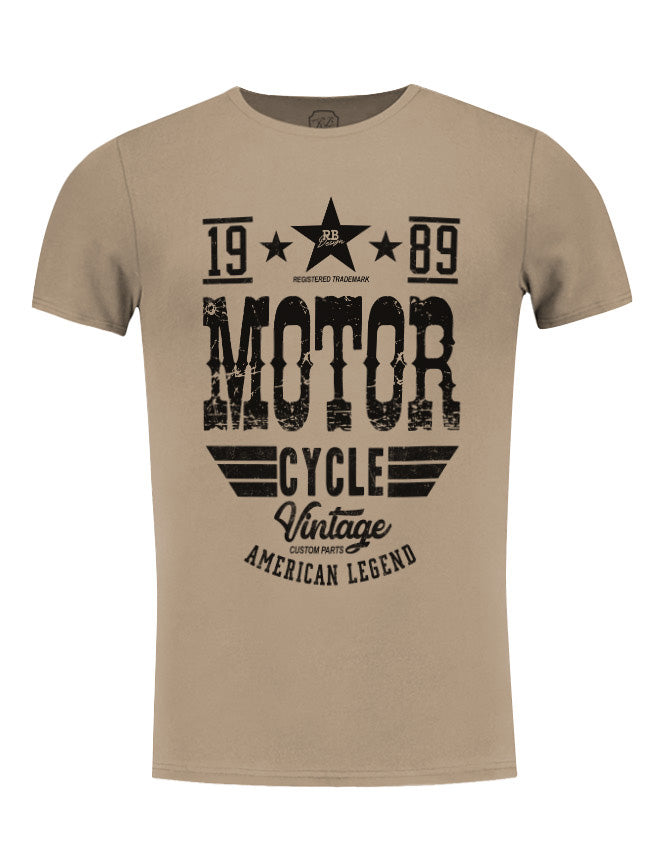 Vintage Style Motorcycle Men's T-shirt Gray Beige Khaki / Color Option / MD875