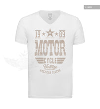 Mens Vintage Motorcycle White T-shirt MD875