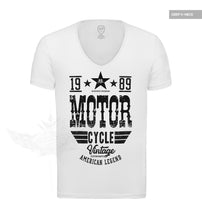 American Legend Men's Vintage Motorcycle White T-shirt MD875B