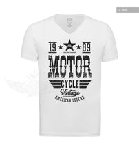 American Legend Men's Vintage Motorcycle White T-shirt MD875B