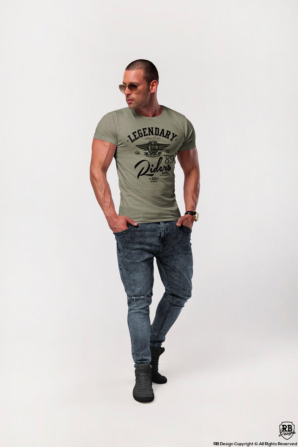 army green fashion t-shirt