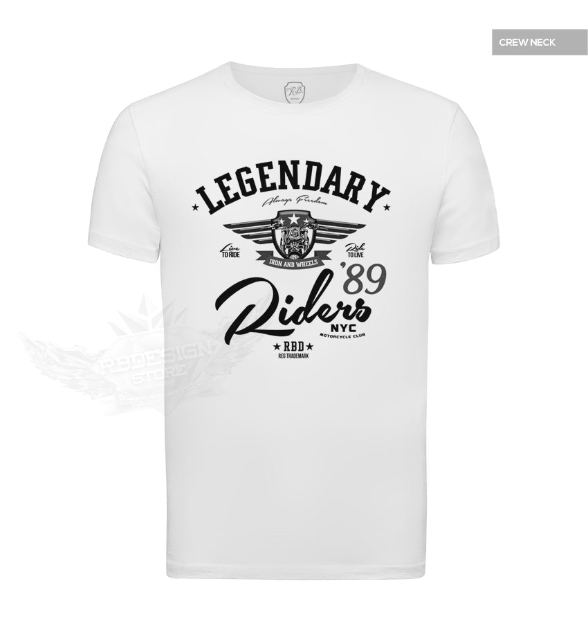 Men's White T-shirt Legendary Riders NYC Motorcycle Club MD876