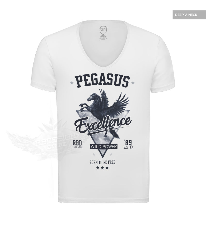 Luxury Men's Fashion White Graphic T-shirt PEGASUS Blue MD880