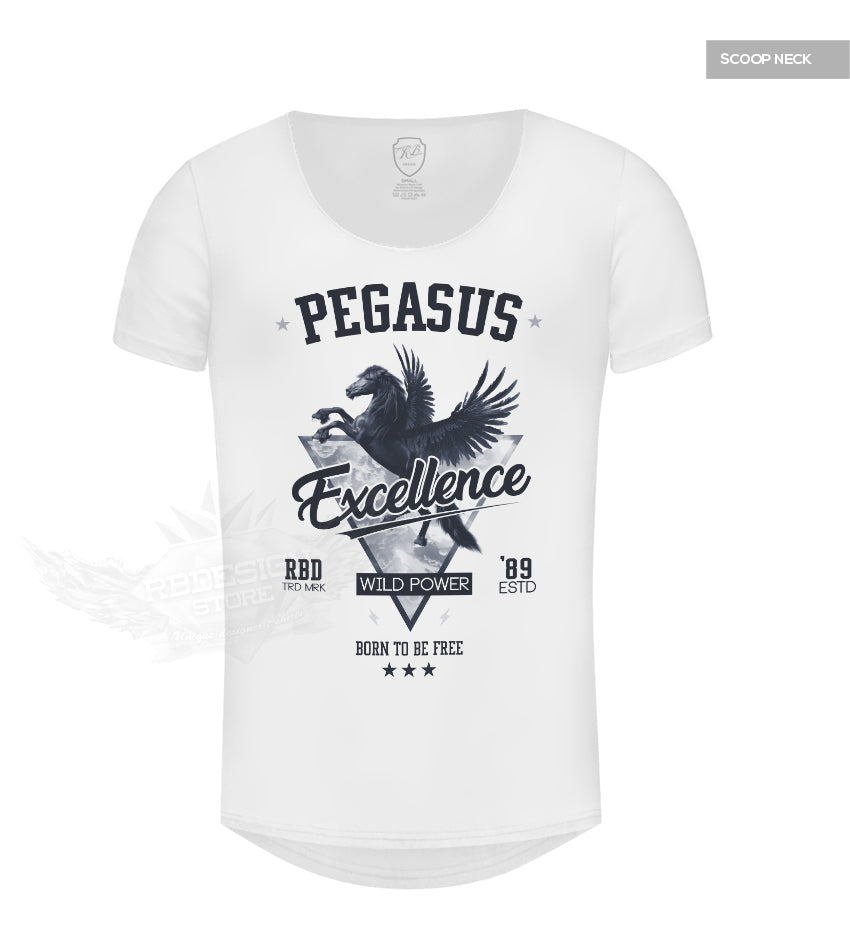 Luxury Men's Fashion White Graphic T-shirt PEGASUS Blue MD880