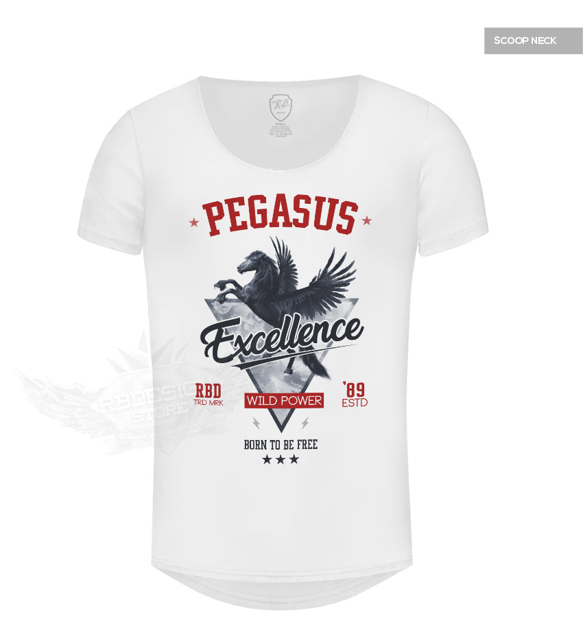 Pegasus Mens White T-shirt RED MD880