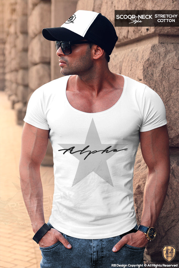 Men's Casual Fashion T-shirt Alpha Male Slim Fit Tee Gray Star MD885G