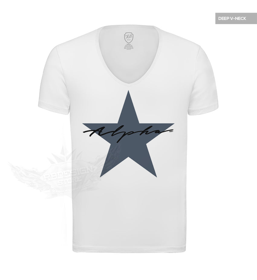 Men's Casual Fashion T-shirt Alpha Male Slim Fit Tee Blue Star MD885S