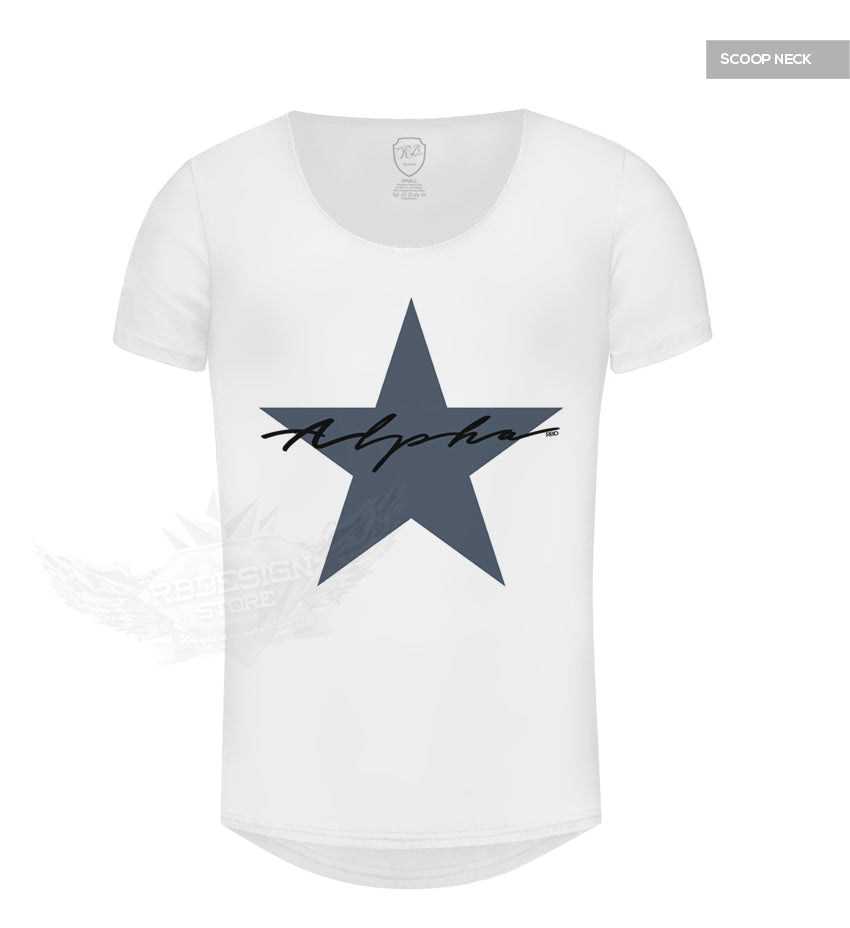 Men's Casual Fashion T-shirt Alpha Male Slim Fit Tee Blue Star MD885S