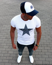 Men's Casual Fashion T-shirt Alpha Male Slim Fit Tee Blue Star MD885S