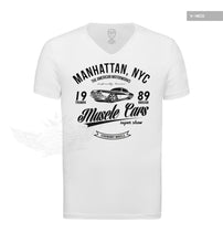Cool Men's Muscle Cars White Graphic T-shirt MD886B