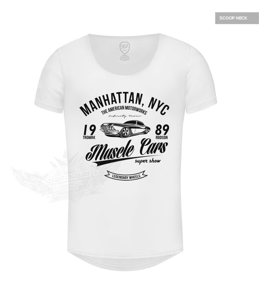 Cool Men's Muscle Cars White Graphic T-shirt MD886B