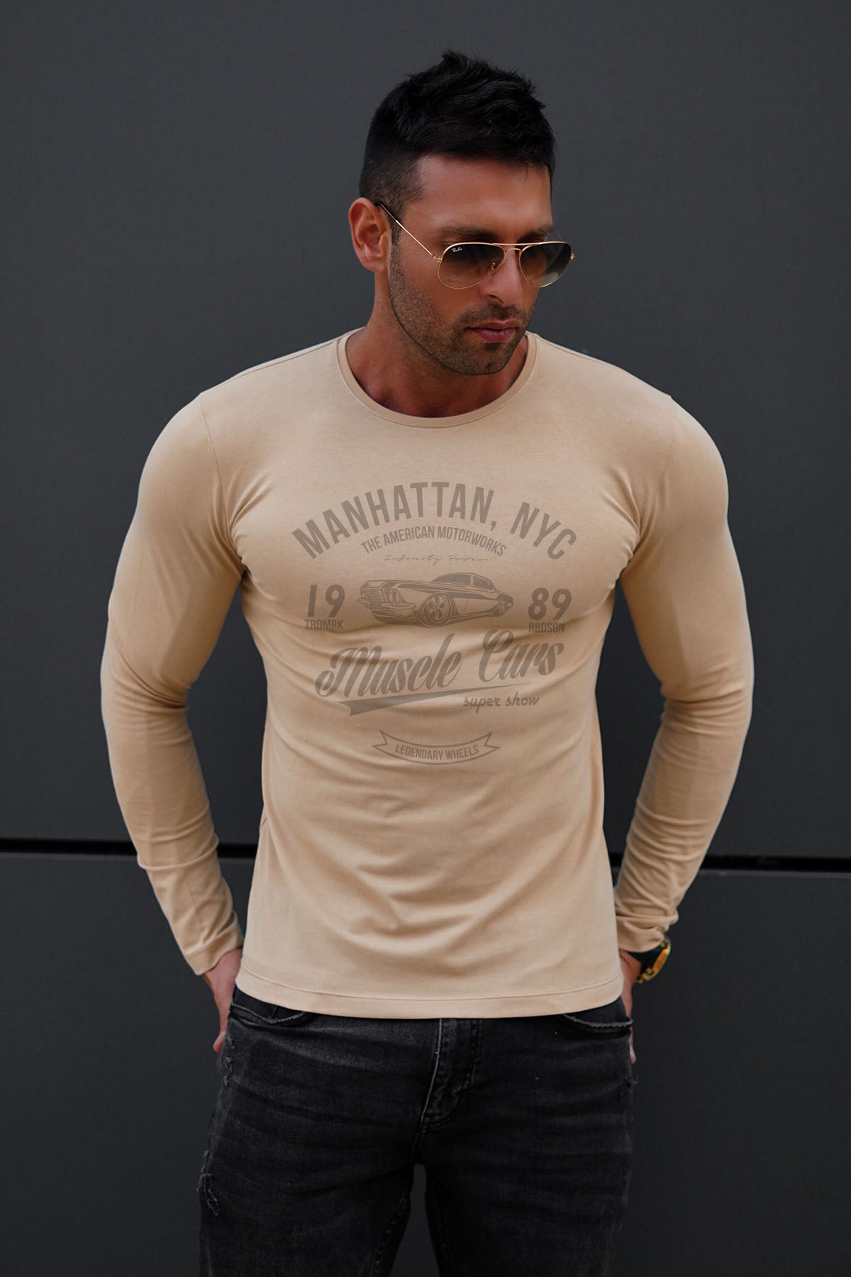 Mens Long Sleeve T-shirt Muscle Car MD886