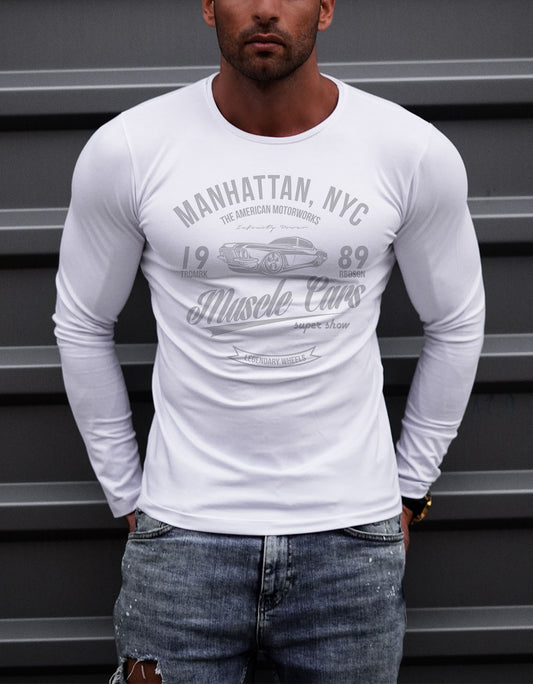 Mens Long Sleeve T-shirt Muscle Car MD886