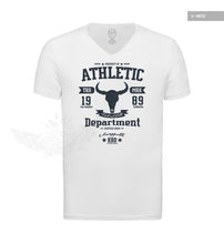 Men's Stylish White T-shirt "Unstoppable" Bull Skull Graphic Tee MD889B