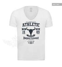 Men's Stylish White T-shirt "Unstoppable" Bull Skull Graphic Tee MD889B