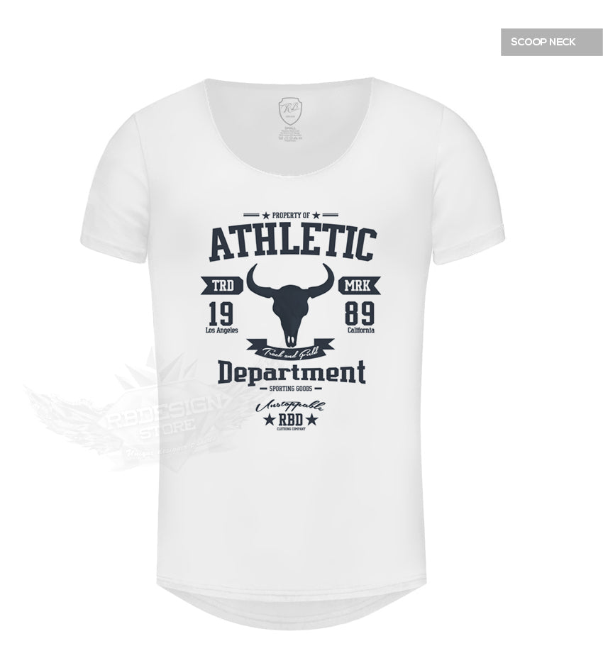Men's Stylish White T-shirt "Unstoppable" Bull Skull Graphic Tee MD889B