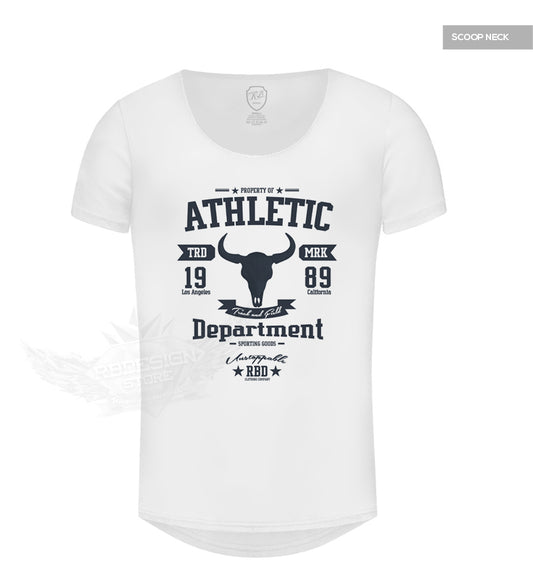 Men's Stylish White T-shirt "Unstoppable" Bull Skull Graphic Tee MD889B