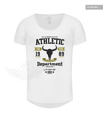 Stylish Men's White T-shirt Bull Skull Graphic Tee "Unstoppable" MD889