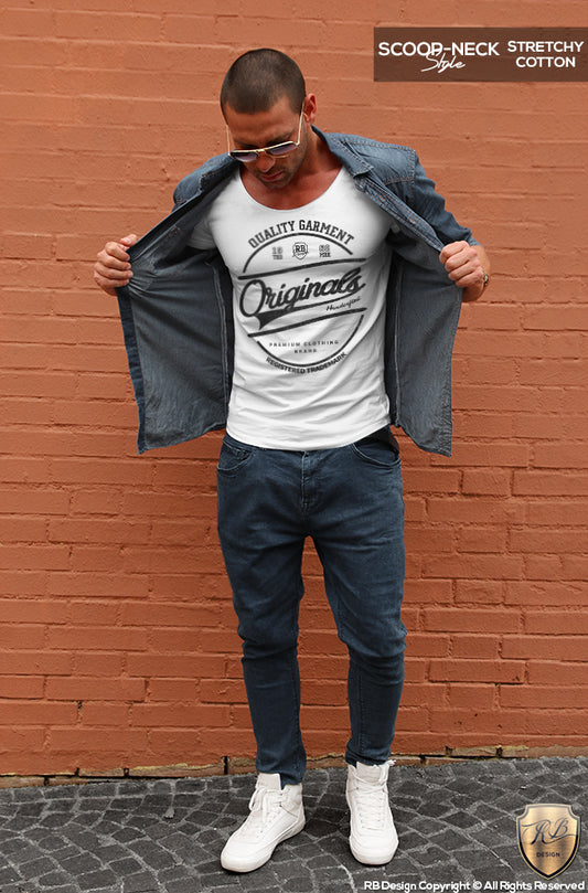 Casual Men's White RB Design T-shirt "Originals" Black MD890BK