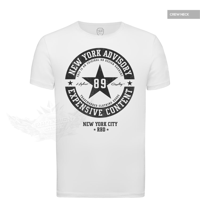 Street Fashion Mens White T-shirt NY Advisory BLACK MD891B