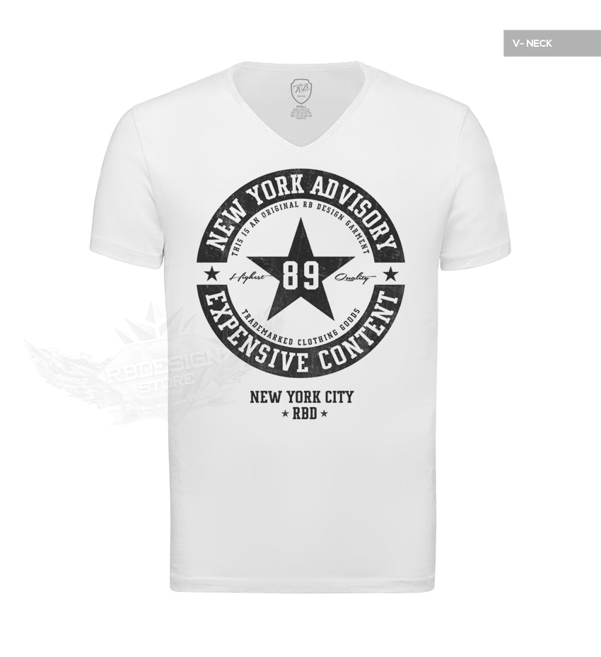 Street Fashion Mens White T-shirt NY Advisory BLACK MD891B