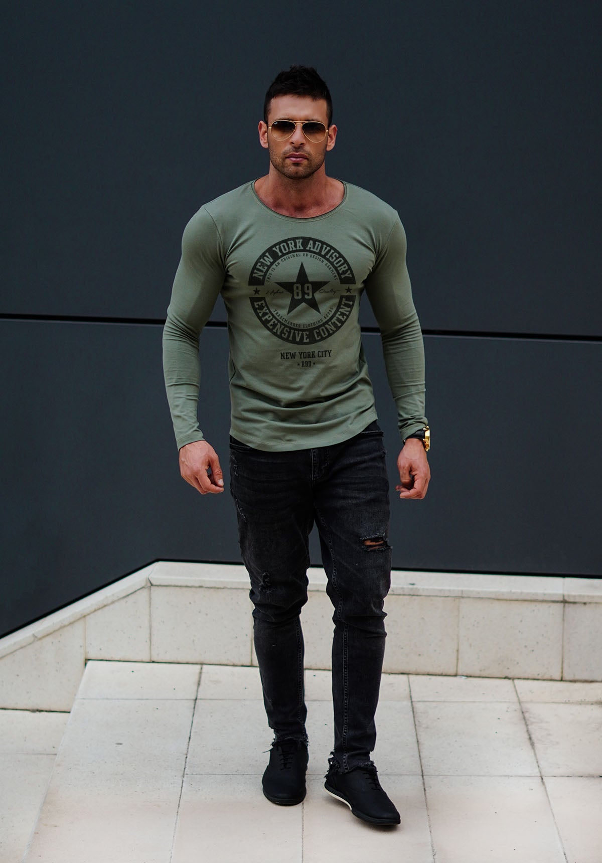 Mens Long Sleeve T-shirt"New York Advisory" MD891