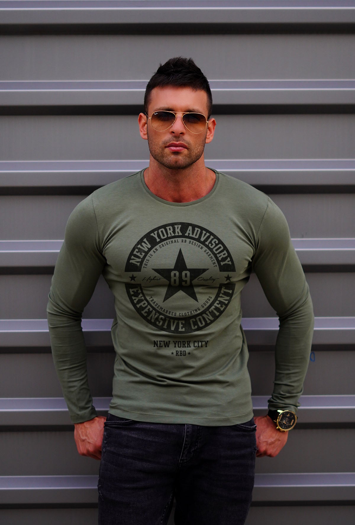 Mens Long Sleeve T-shirt"New York Advisory" MD891