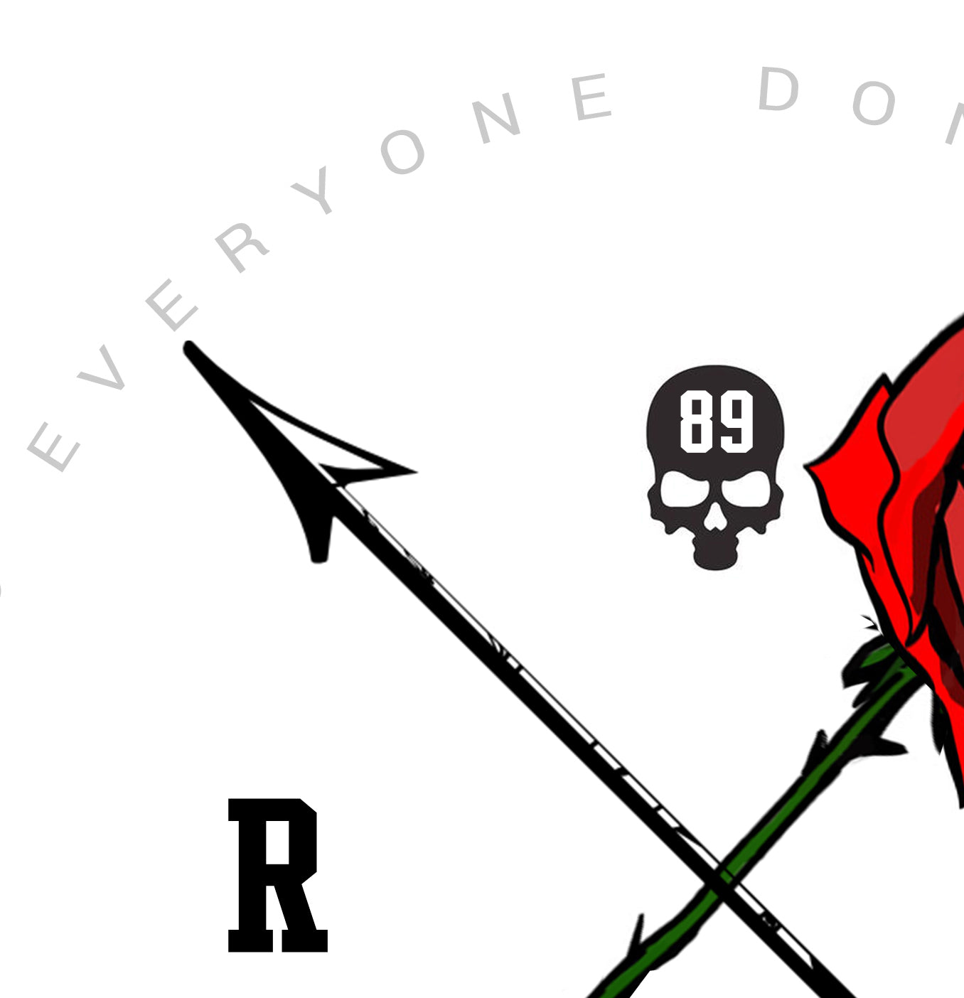 Limited Edition Mens White Scoop Neck T-shirt Rose and Arrow MD894 B