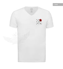 Men's White T-shirt Arrow and Rose Pocket Style MD894