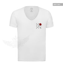 Men's White T-shirt Arrow and Rose Pocket Style MD894