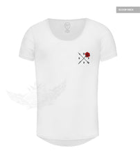 Limited Edition Mens White Scoop Neck T-shirt Rose and Arrow MD894 B