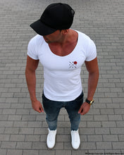 Limited Edition Mens White Scoop Neck T-shirt Rose and Arrow MD894 B