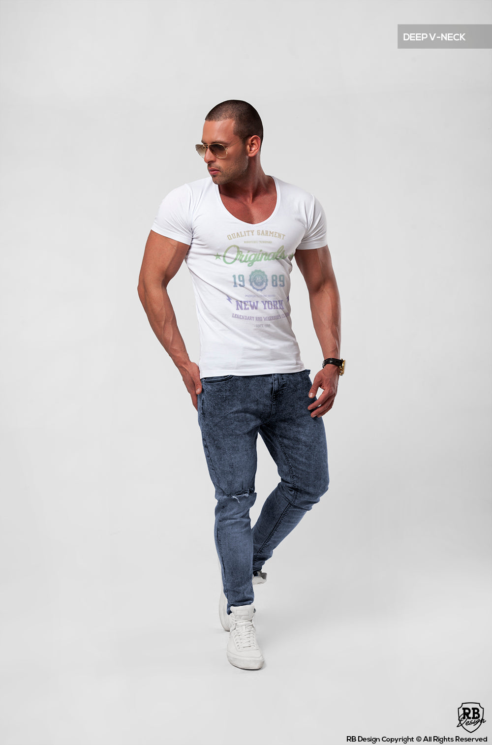 RBD Originals Mens T-shirt Casual NY Street Fashion Tee 'Rainbow