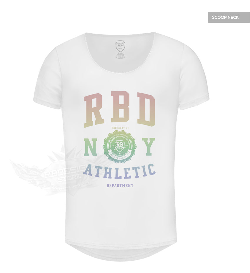 Men's Casual Fashion White T-shirt Finest Quality RB Design Tee Rainbow MD915R
