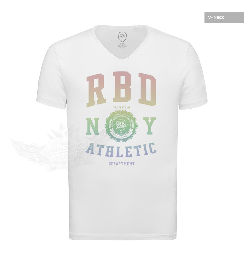 Men's Casual Fashion White T-shirt Finest Quality RB Design Tee Rainbow MD915R