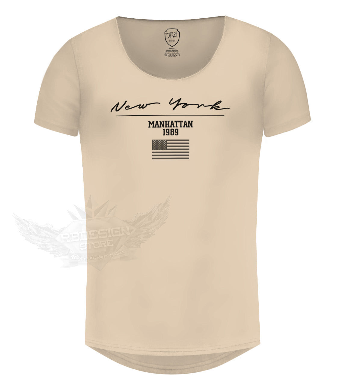 Men's Casual Printed T-shirt Muscle Fit New York Scoop Neck Tee / Color Option / MD917NY