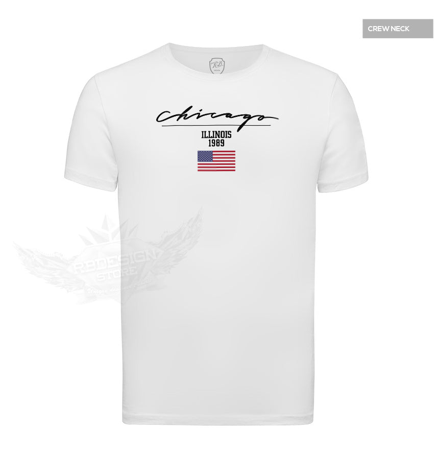 Casual Men's T-shirt Chicago US Flag Street Fashion Tee MD917CH