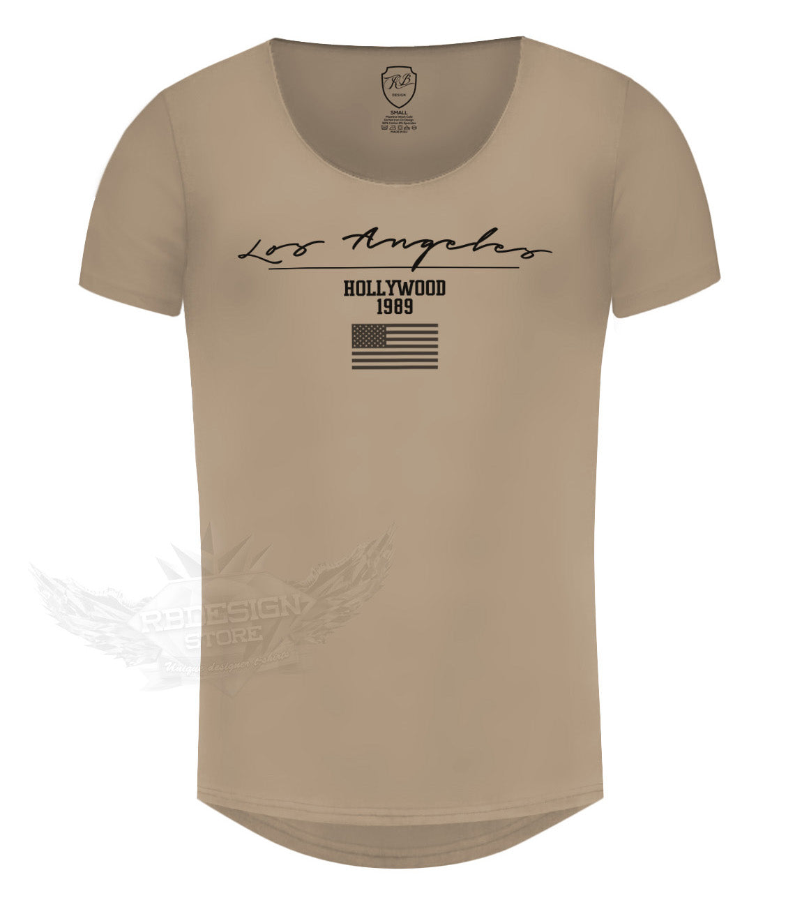 scoop neck muscle t-shirt beige