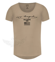 scoop neck muscle t-shirt beige