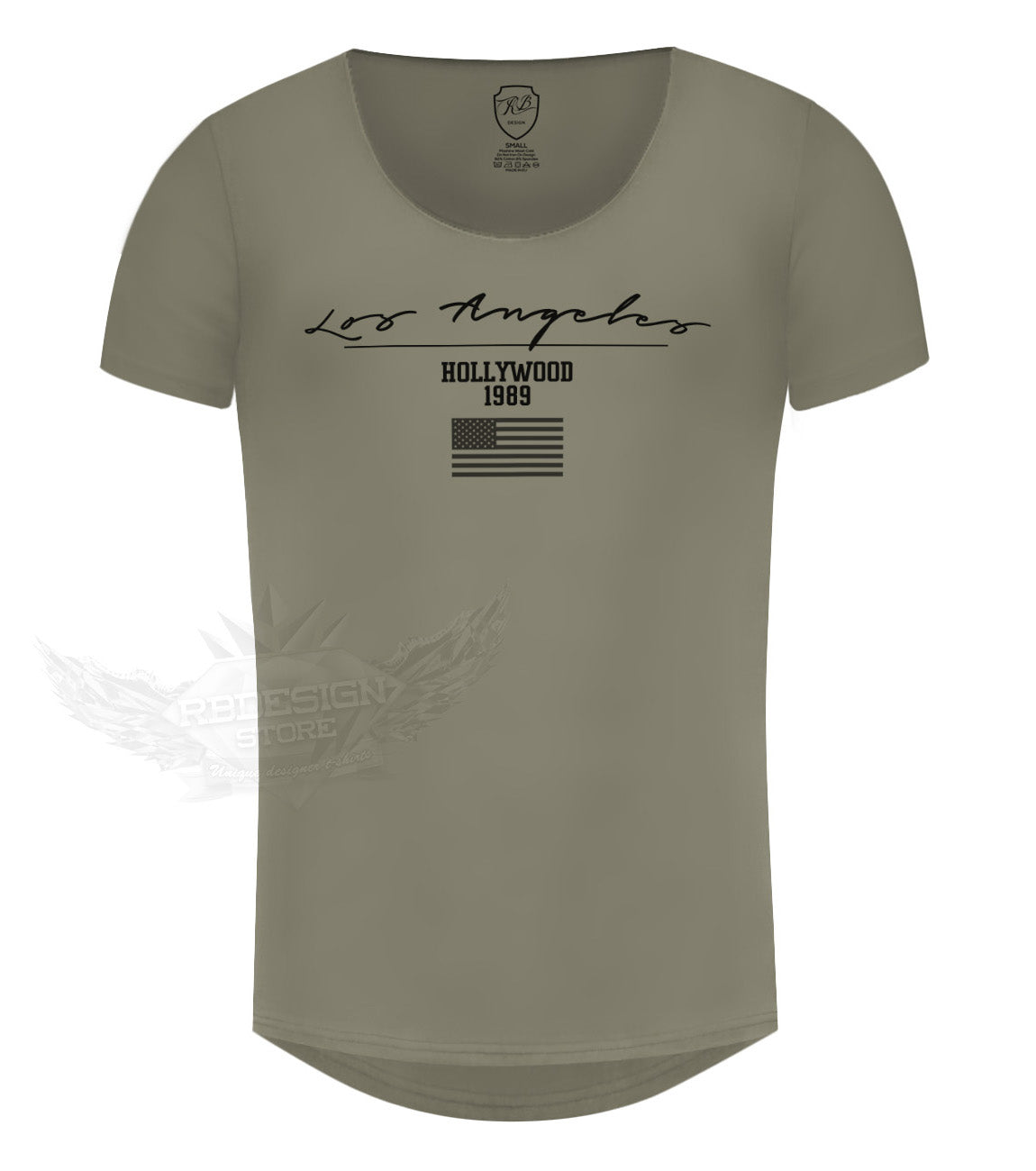 scoop neck mens t-shirt khaki