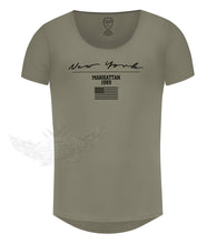 Men's Casual Printed T-shirt Muscle Fit New York Scoop Neck Tee / Color Option / MD917NY